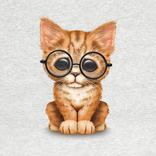 Cute Orange Tabby Kitten Wearing Eye Glasses by jeffbartels